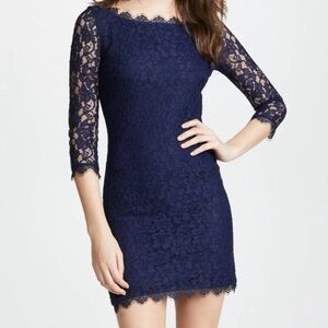Diane Von Furstenberg Navy Blue Zarita Lace Dress